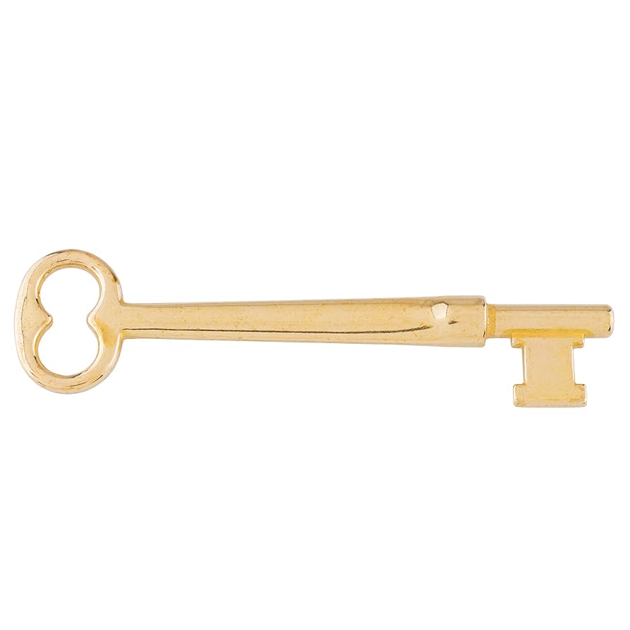 Solid Brass Skeleton Key w/Double Notched Bit - for House